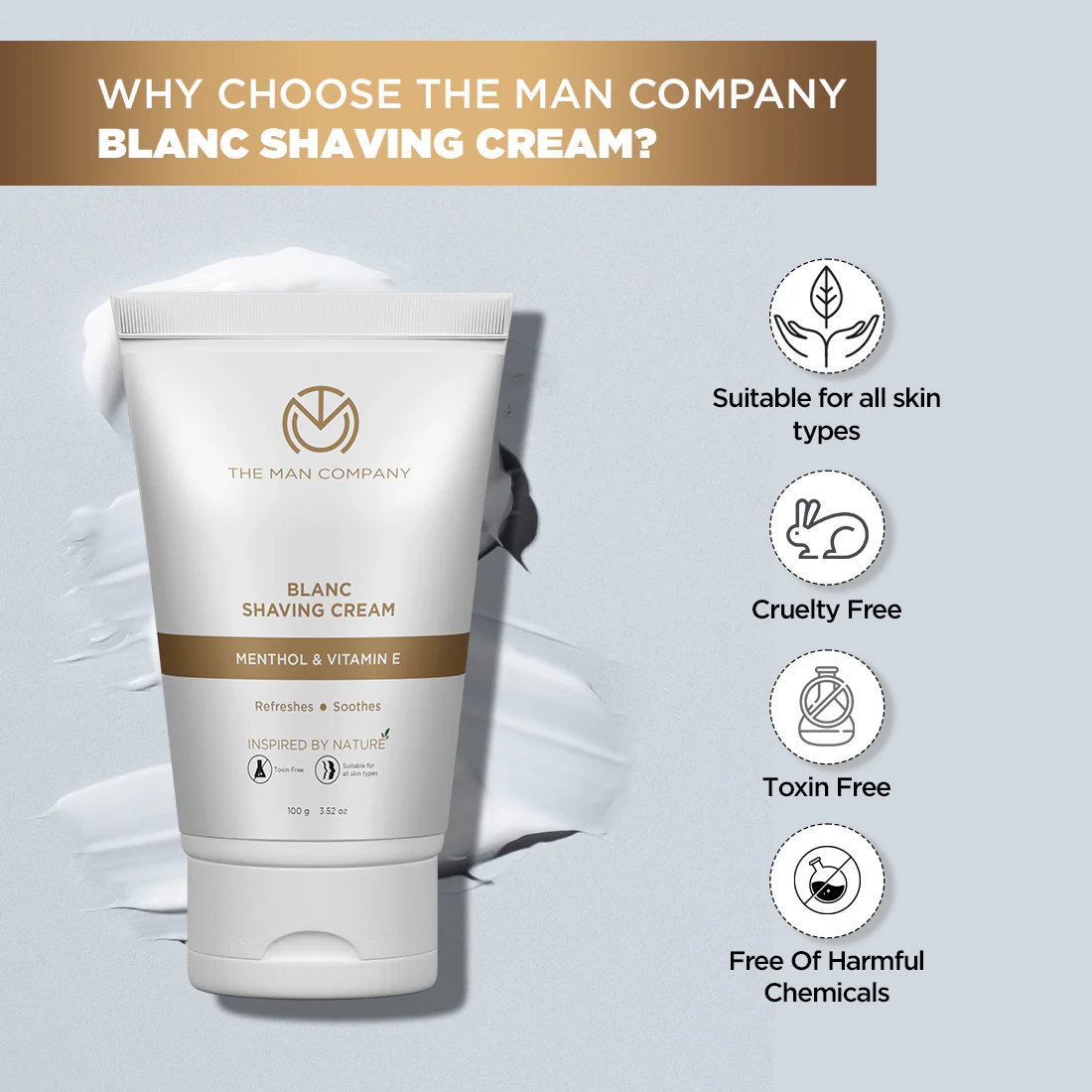 Blanc Shaving Cream | Menthol & Vitamin E (100g) - Image 12