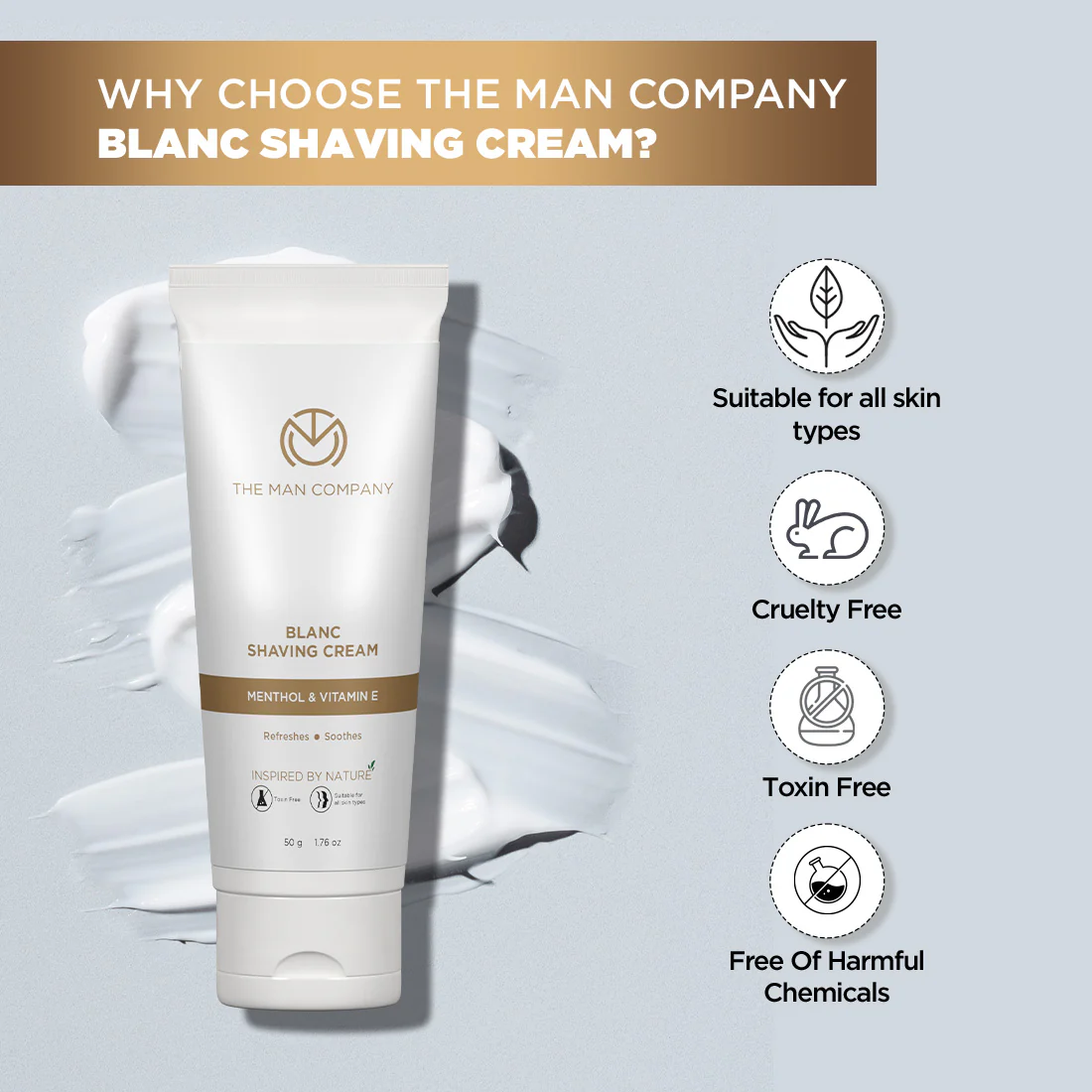 Blanc Shaving Cream | Menthol & Vitamin E 50g - Image 4