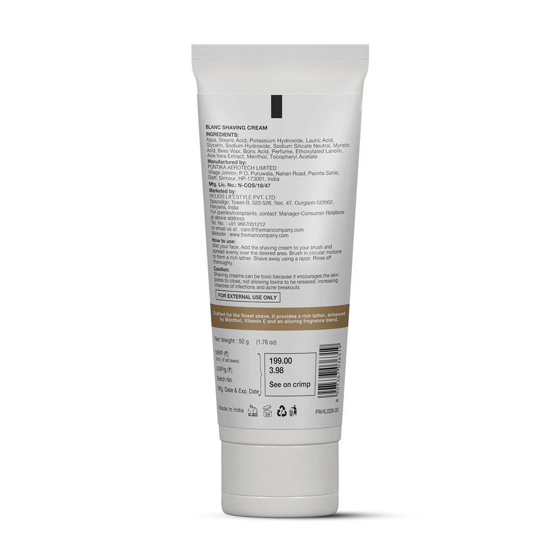 Blanc Shaving Cream | Menthol & Vitamin E 50g - Image 6