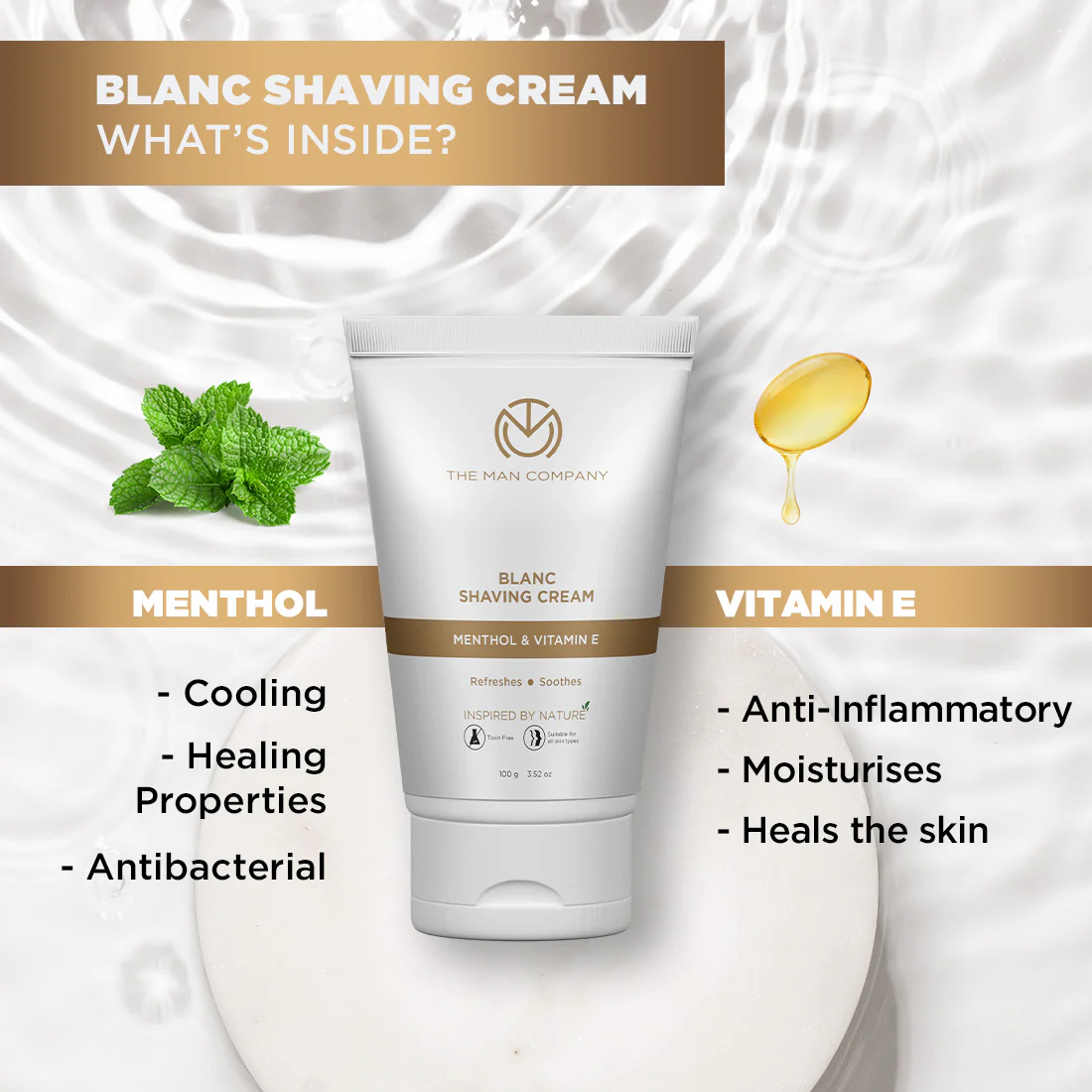 Blanc Shaving Cream | Menthol & Vitamin E (100g) - Image 9