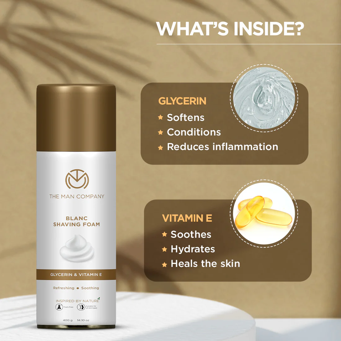 Blanc Shaving Foam | Glycerin & Vitamin E (400g) - Image 2