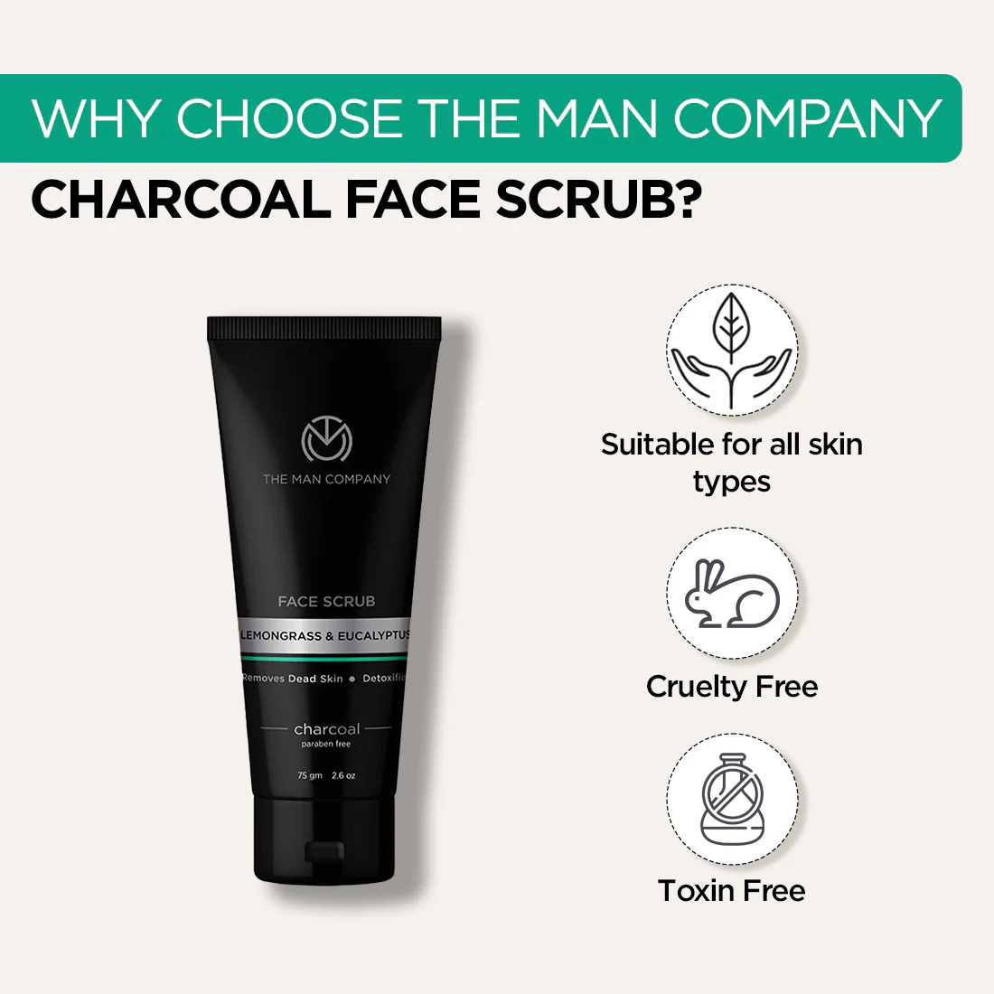 Charcoal Face Scrub | Lemongrass & Eucalyptus (75gm) - Image 5