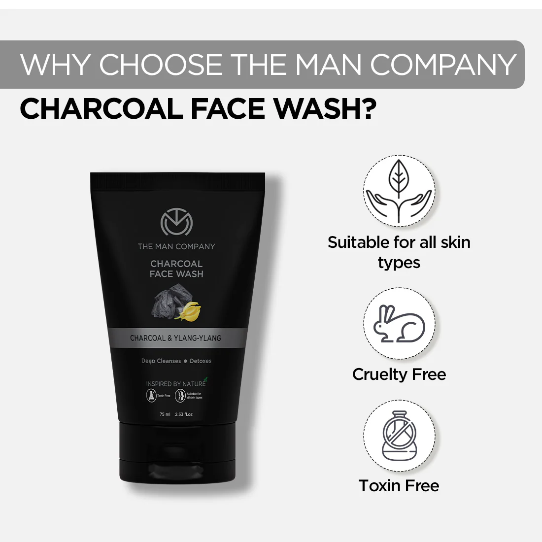 Charcoal Face Wash I Charcoal & Ylang Ylang (75ml) - Image 18