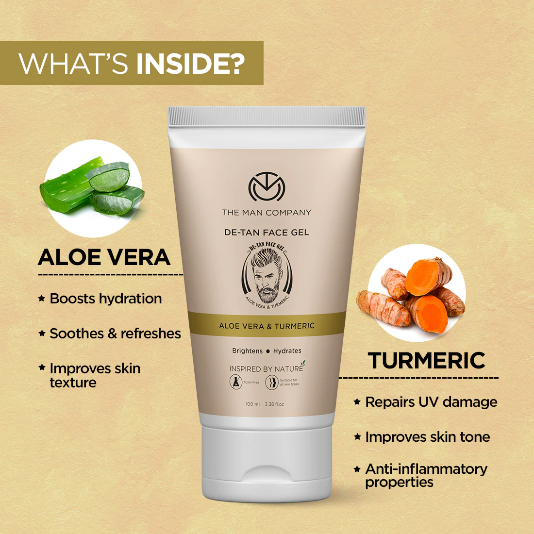De-Tan Face Gel I Aloe Vera & Turmeric - Image 2