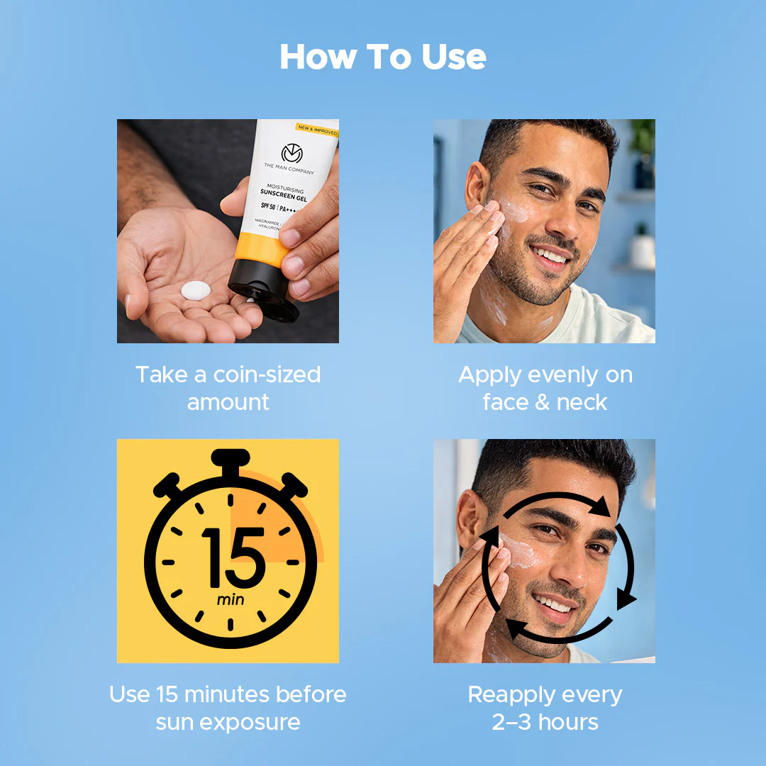 Moisturising Sunscreen Gel for Men | SPF50 PA++++ - Image 25