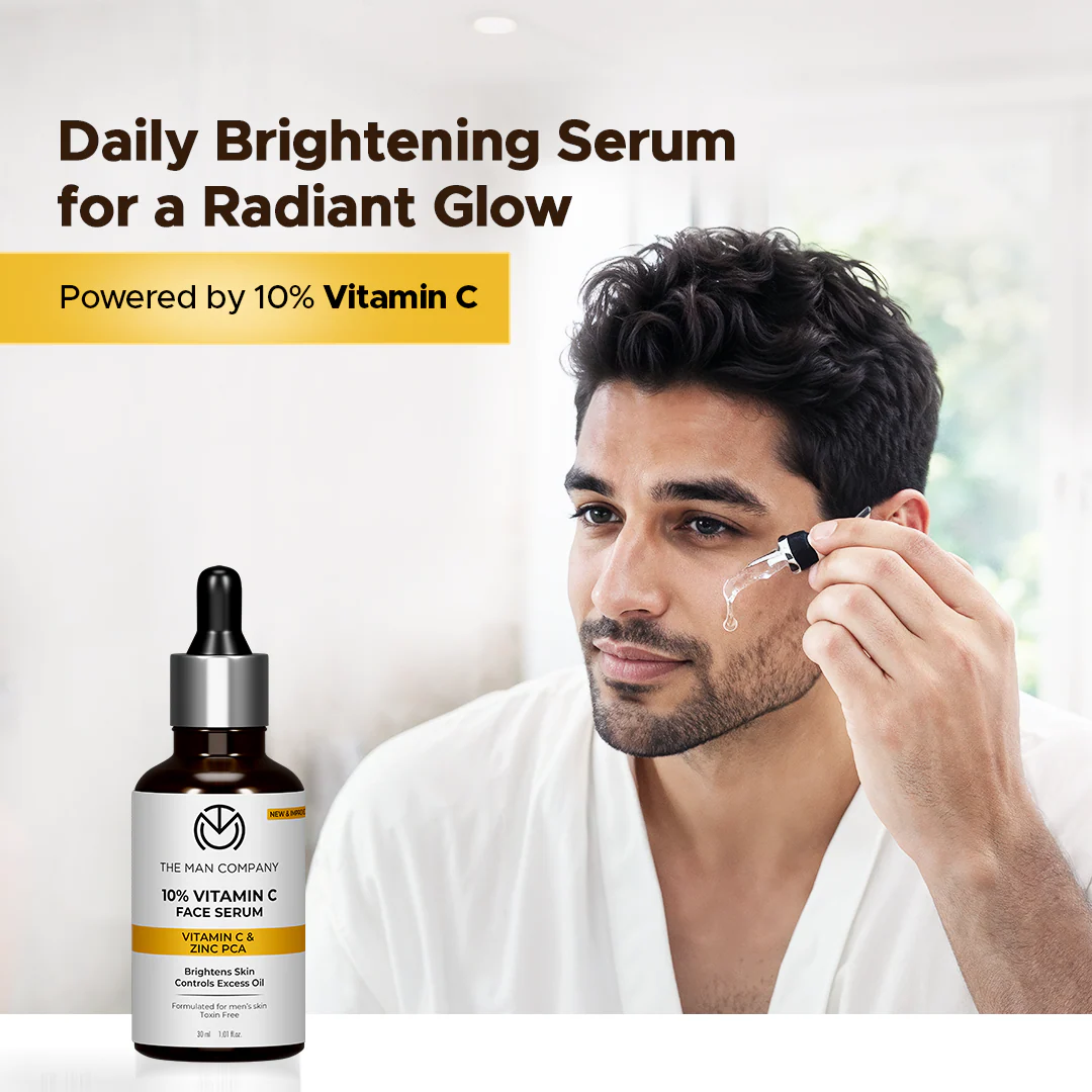 10% Vitamin C Face Serum for Man | Brightens Skin | Controls Excess Oil | Stable Vitamin C & Zinc PCA - Image 3