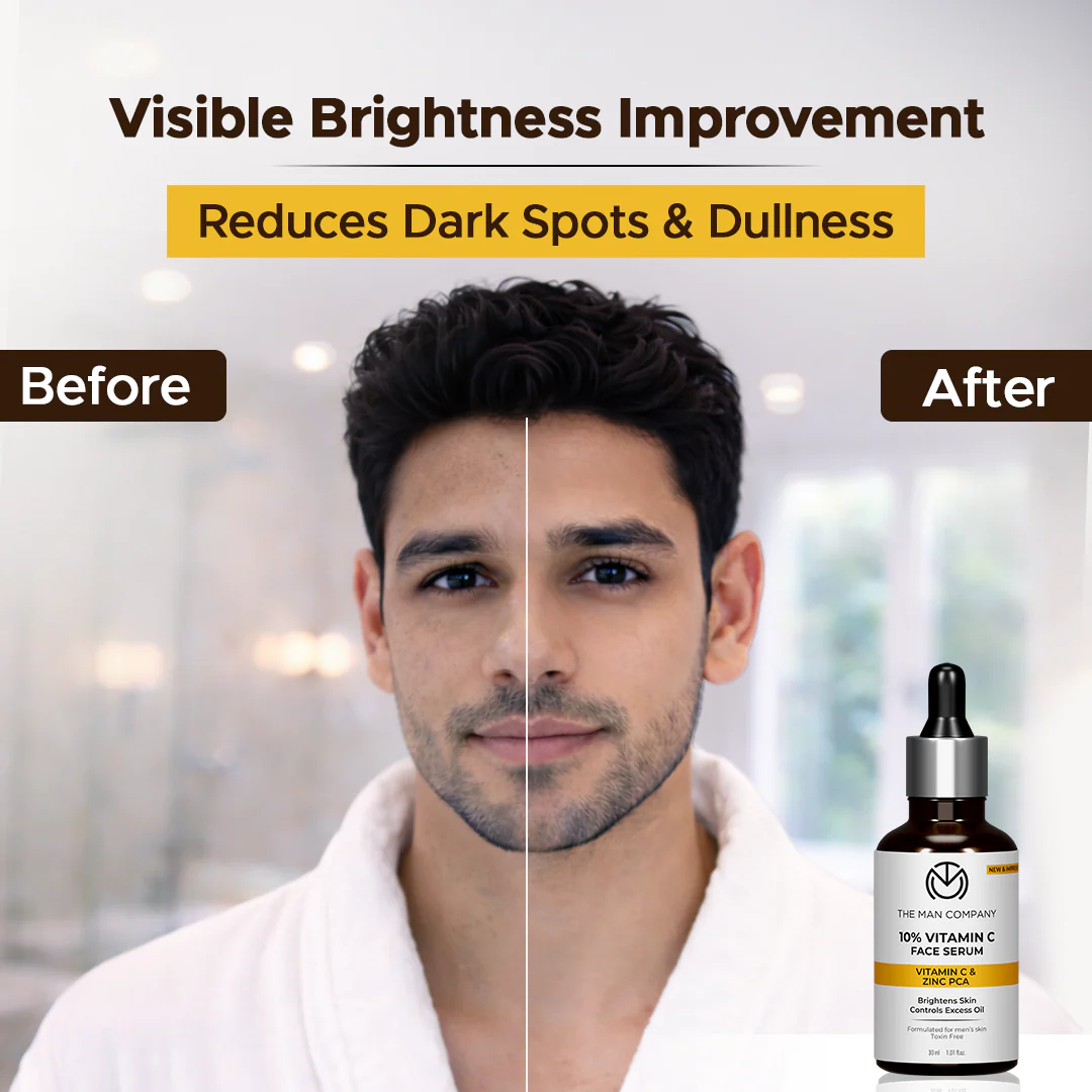 10% Vitamin C Face Serum for Man | Brightens Skin | Controls Excess Oil | Stable Vitamin C & Zinc PCA - Image 5