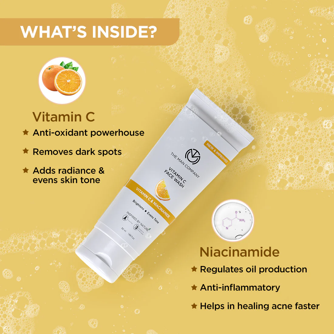 Vitamin C Face Wash | Vitamin C & Niacinamide (50ml) - Image 3